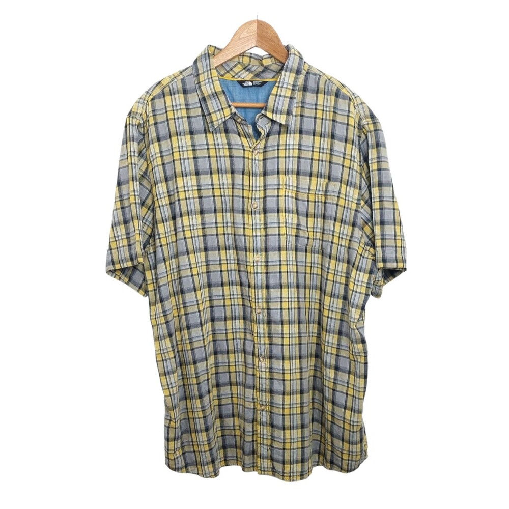 The North Face Men's Size XXL Short Sleeve Shirt Button Down Plaid Lined